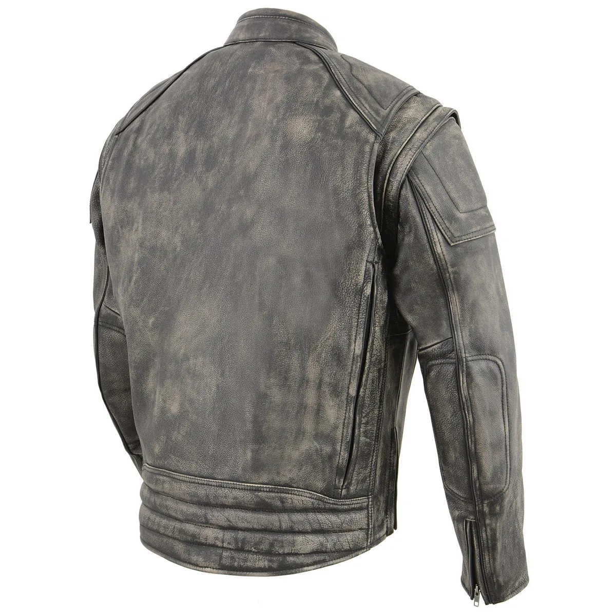 Milwaukee Leather MLM1509 Men's Distressed Brown 2 in 1 Leather Jacket with Zip-Off Sleeves
