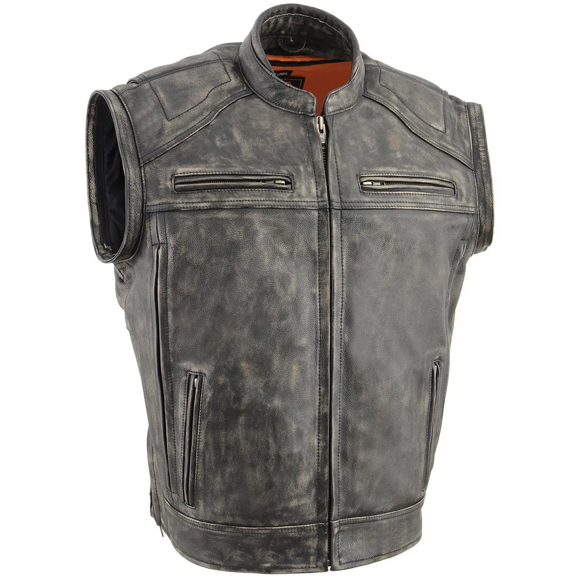 Milwaukee Leather MLM1509 Men's Distressed Brown 2 in 1 Leather Jacket with Zip-Off Sleeves