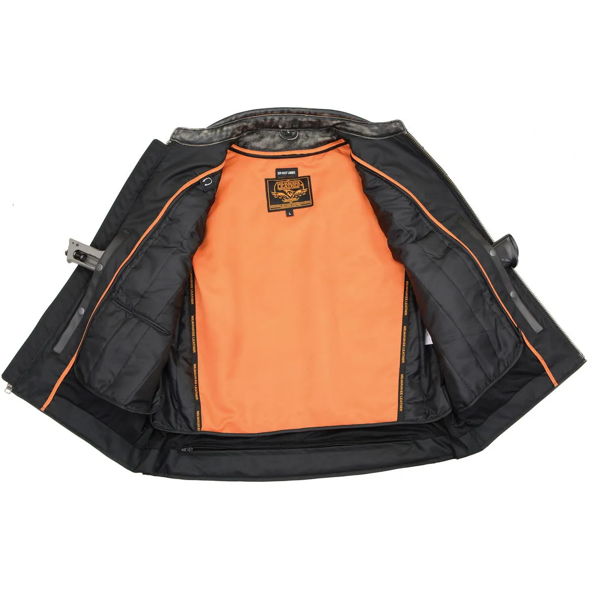 Milwaukee Leather MLM1509 Men's Distressed Brown 2 in 1 Leather Jacket with Zip-Off Sleeves