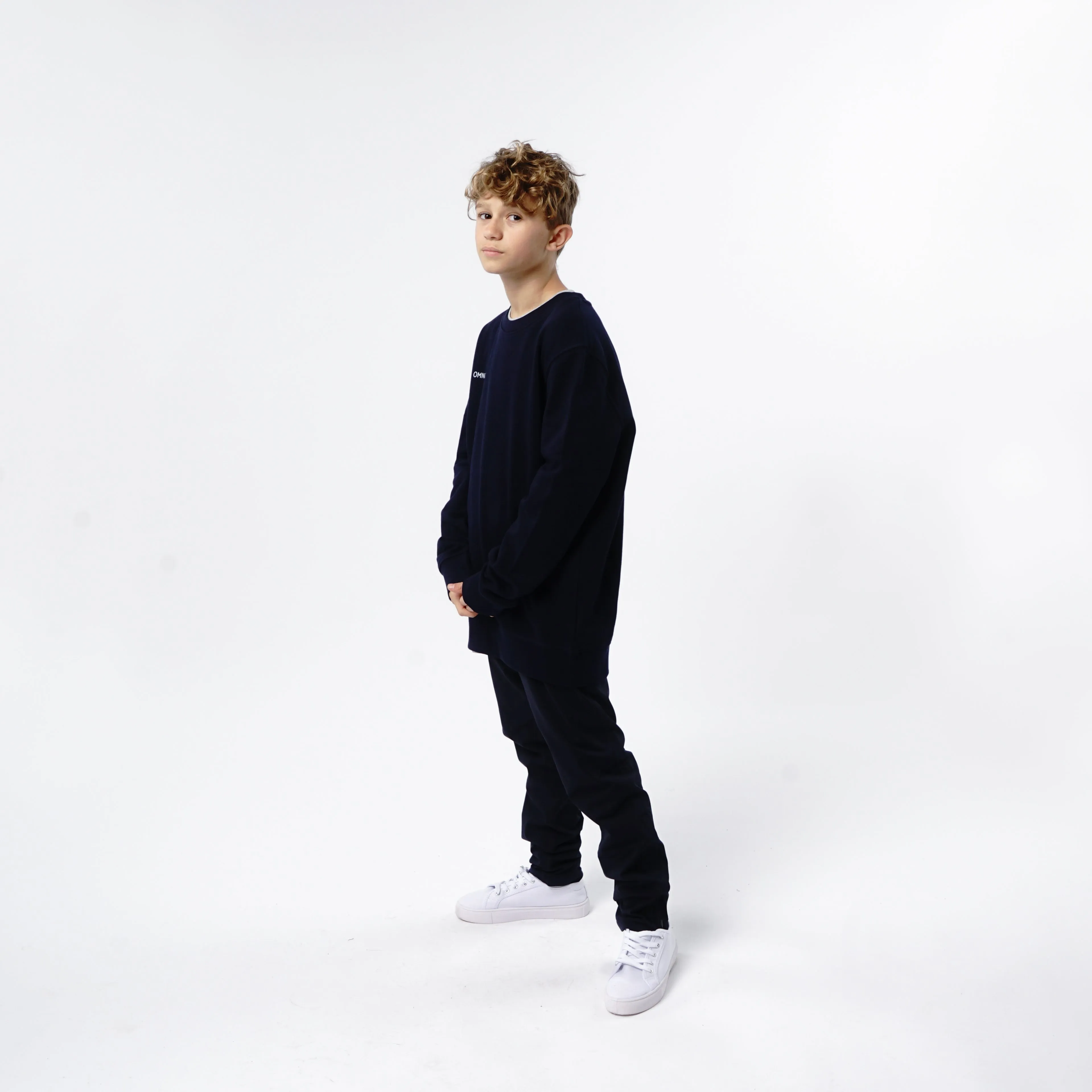 Omnitau Kid's Team Sports Crew Neck Cotton Sweatshirt - French Navy