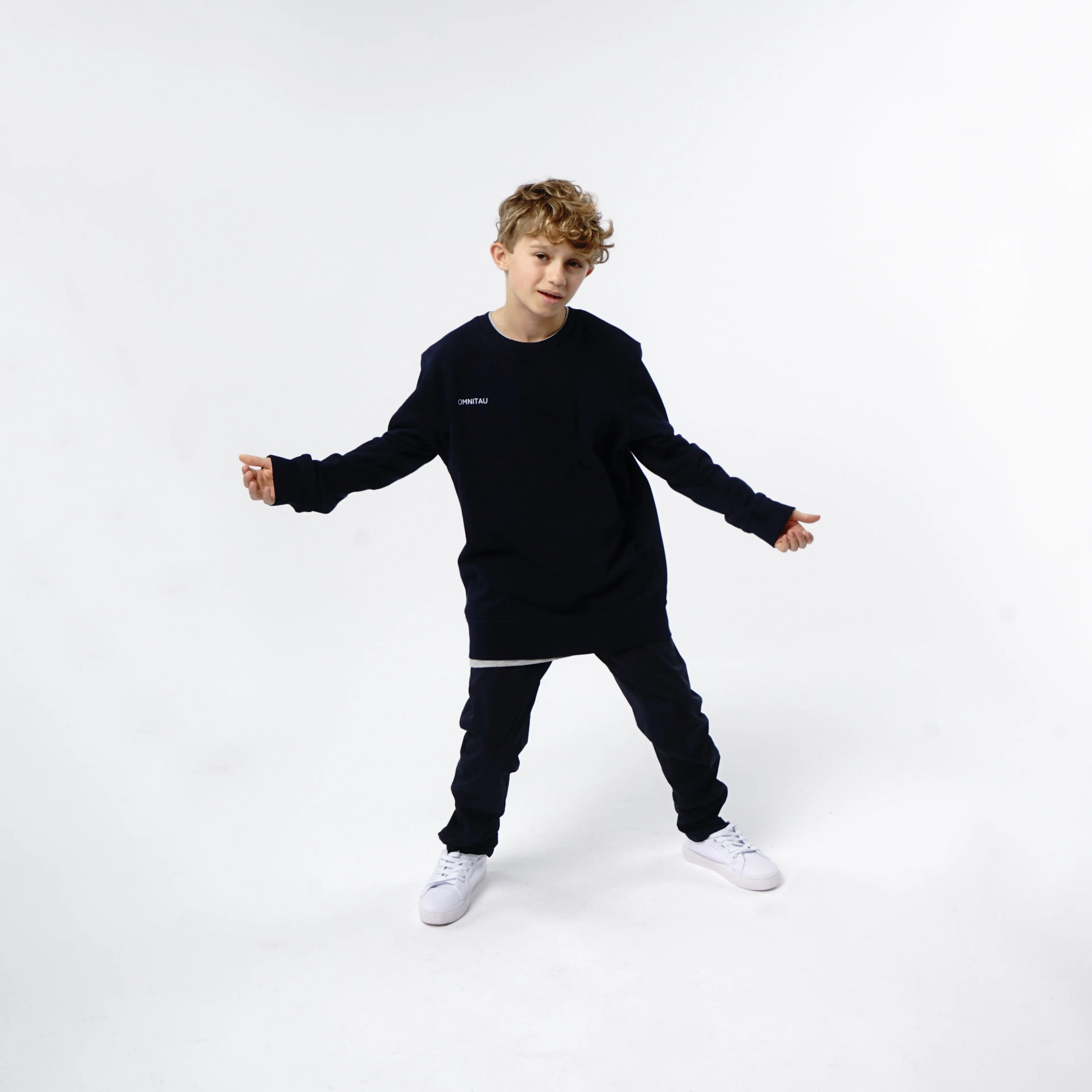 Omnitau Kid's Team Sports Crew Neck Cotton Sweatshirt - French Navy