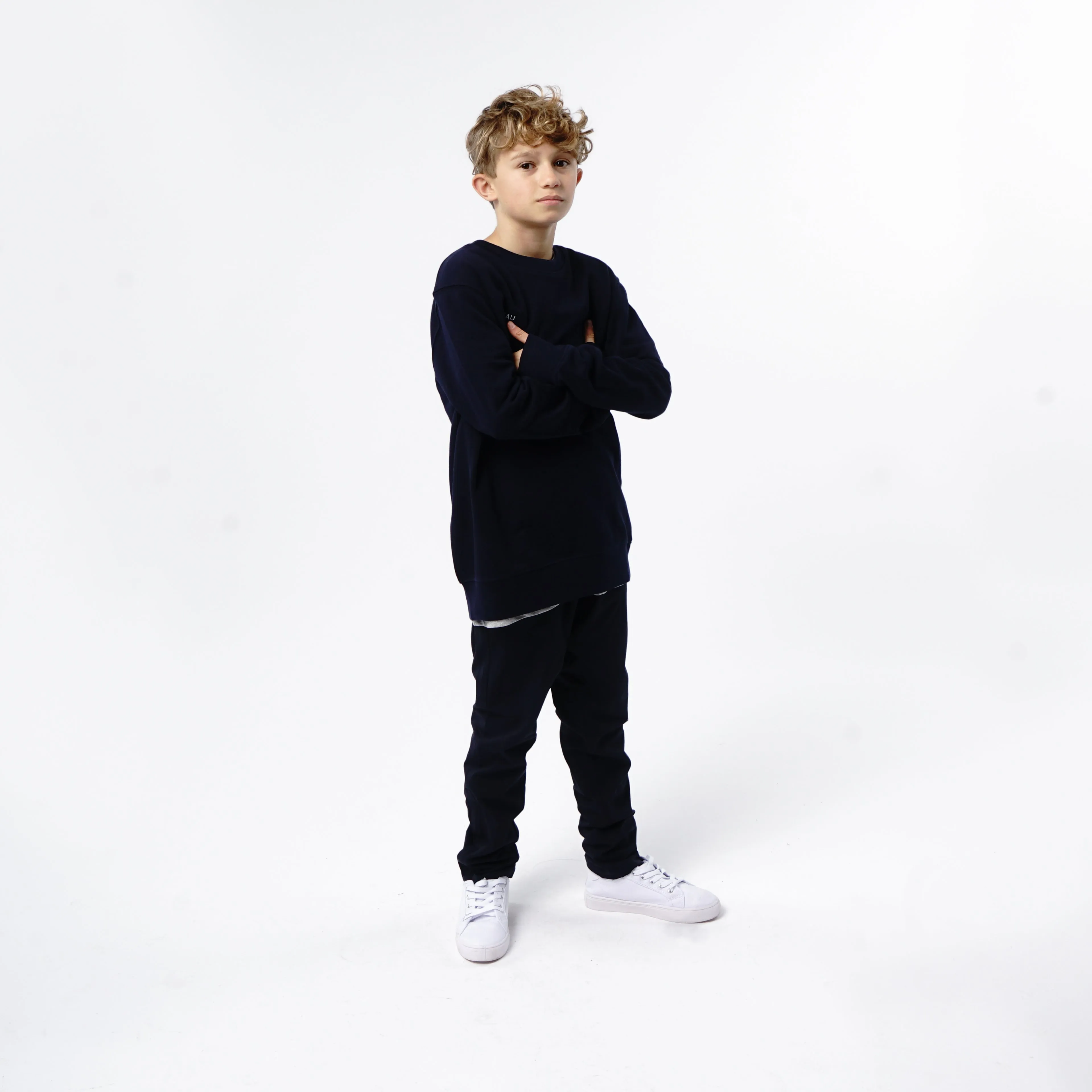 Omnitau Kid's Team Sports Crew Neck Cotton Sweatshirt - French Navy