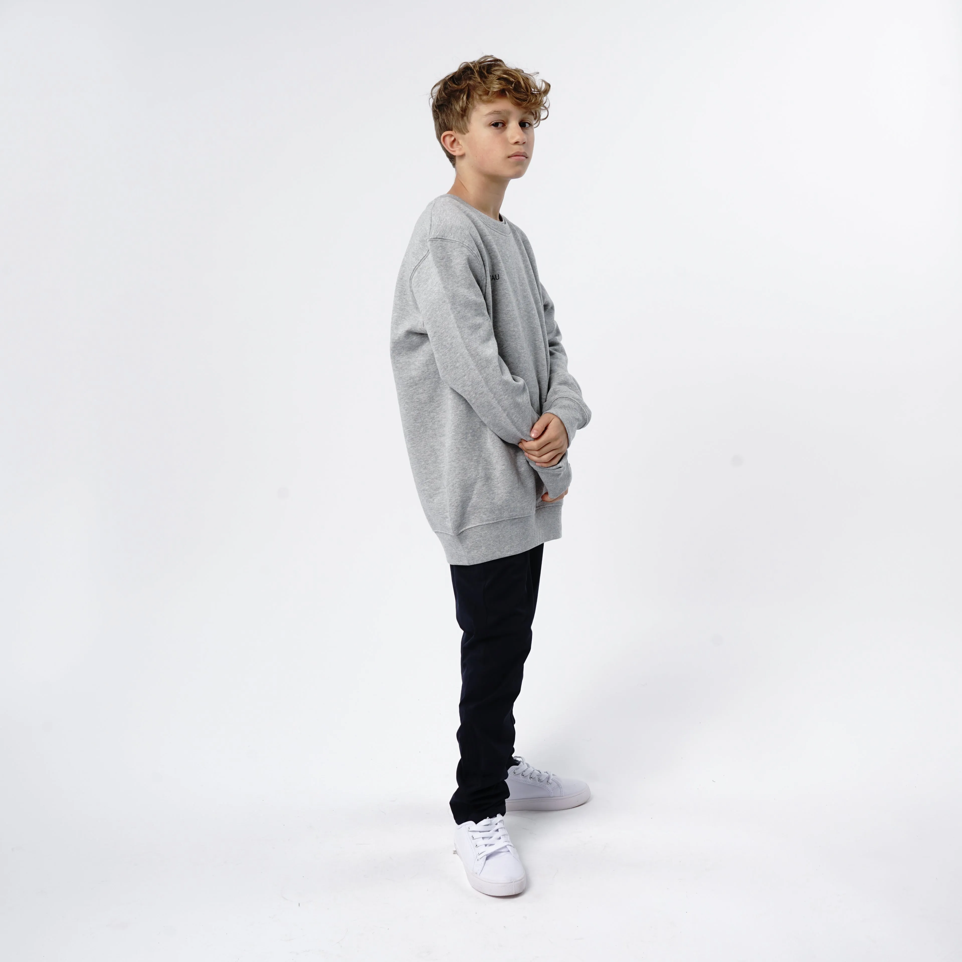 Omnitau Kid's Team Sports Crew Neck Cotton Sweatshirt - Heather Grey
