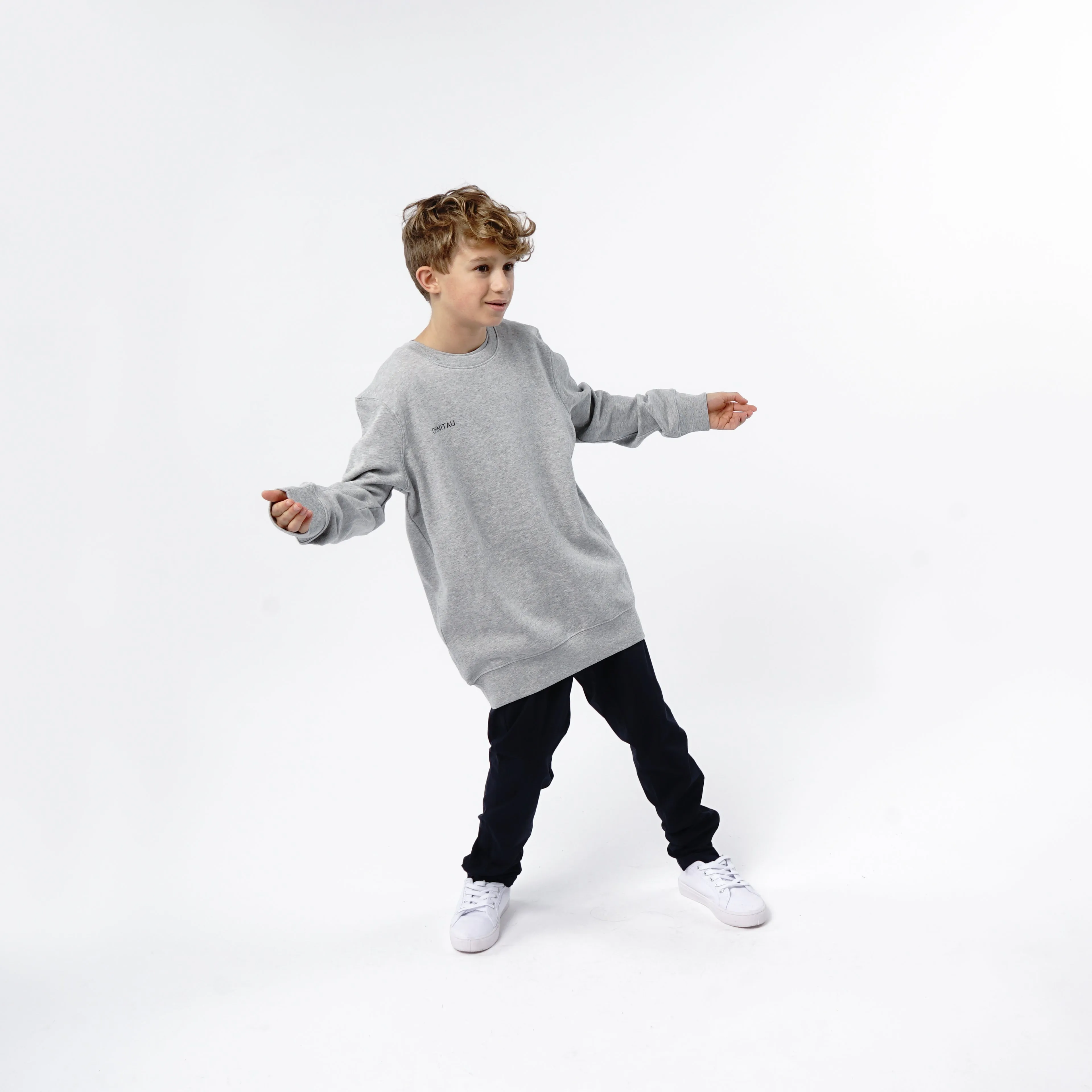 Omnitau Kid's Team Sports Crew Neck Cotton Sweatshirt - Heather Grey