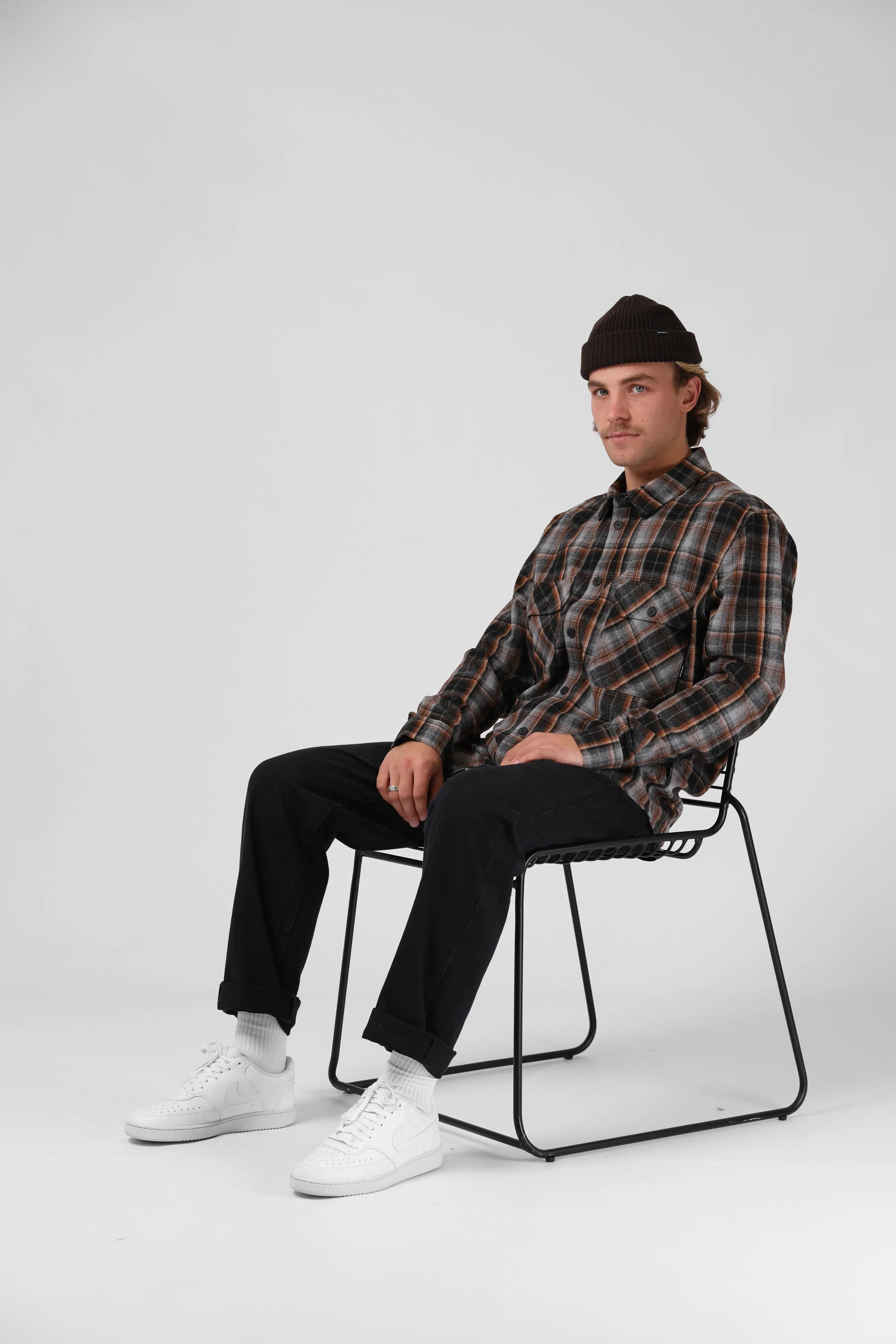 Plaid L/S Shirt - Navy / Rust