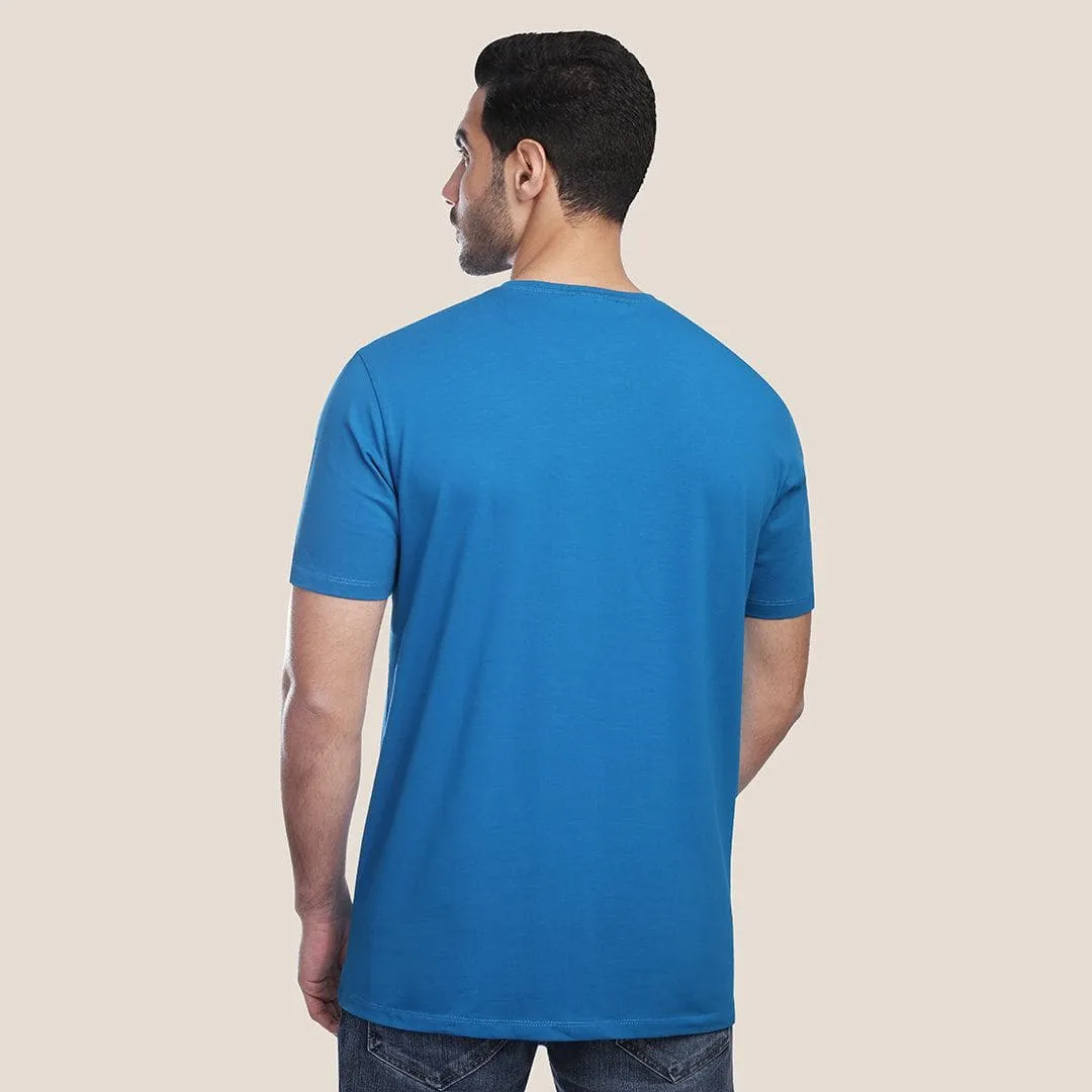 ROUND NECK EMBROIDERED T-SHIRT - DARK TURQUOISE