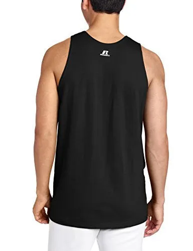 RUSSELL ATHLETIC MEN'S BASIC COTTON TANK TOP, BLACK, LARGE