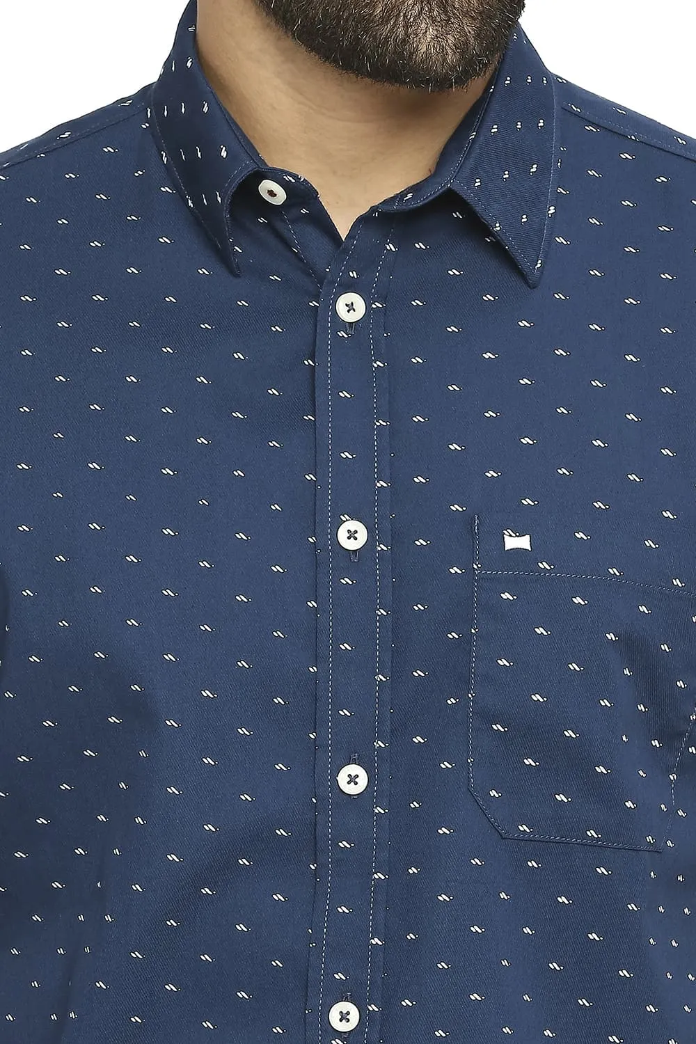 Slim Fit Cotton Polyester Twill Printed Halfsleeves Shirt