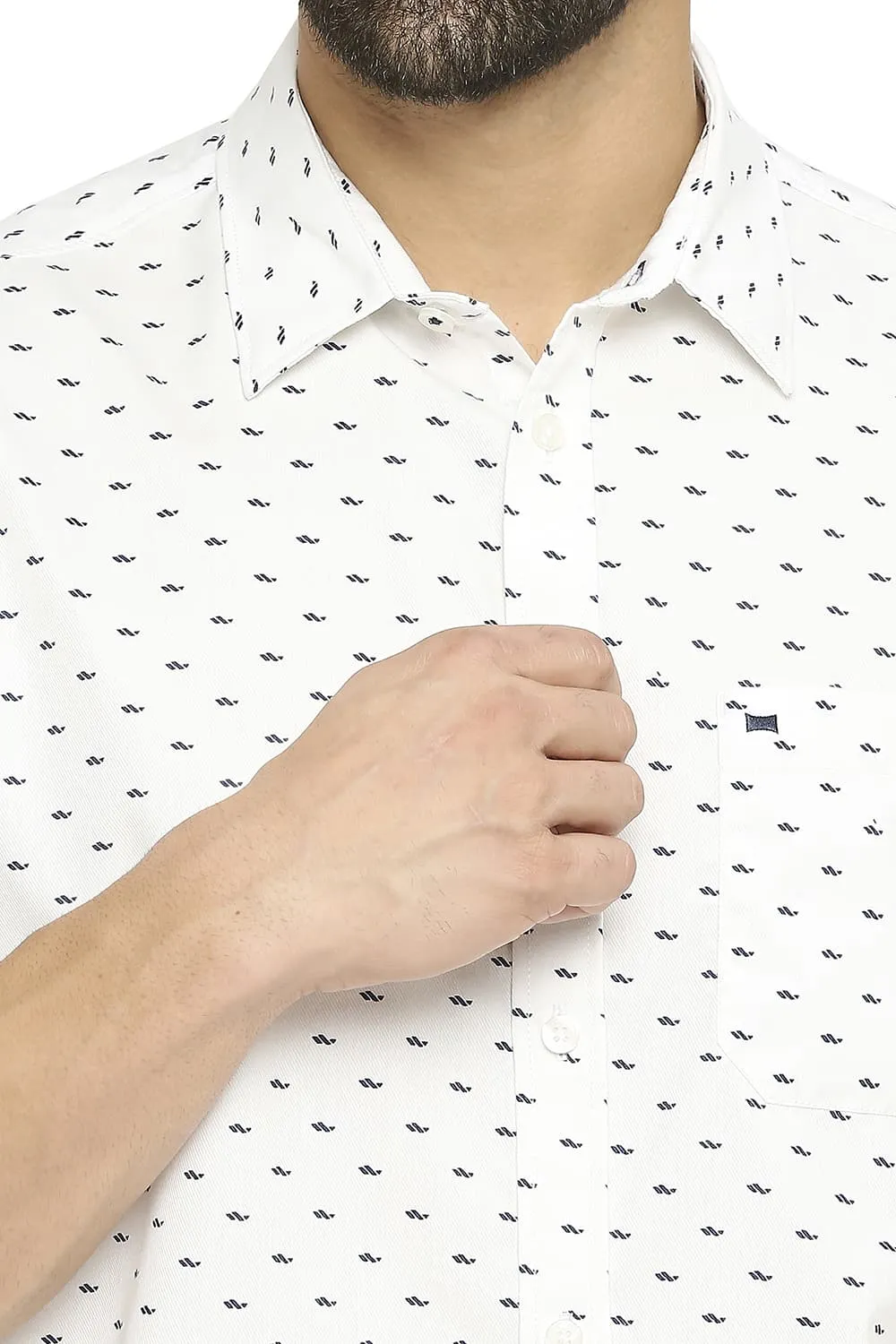 Slim Fit Cotton Polyester Twill Printed Halfsleeves Shirt