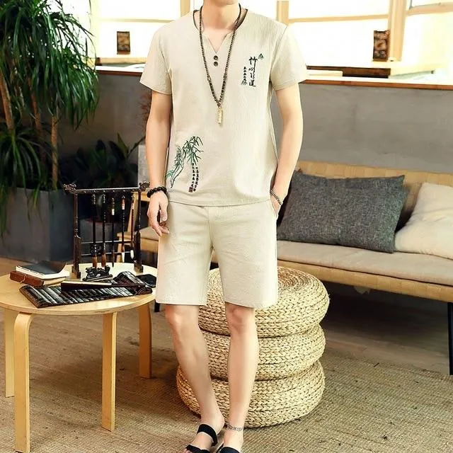 Summer new Sale Men's Sets fashion T Shirts Shorts Two Pieces Sets Casual Tracksuit Tide brand Tshirt Fitness Sportswears set