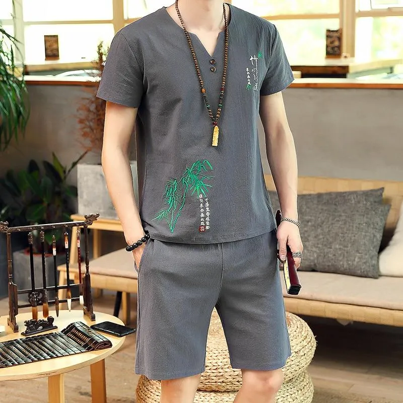 Summer new Sale Men's Sets fashion T Shirts Shorts Two Pieces Sets Casual Tracksuit Tide brand Tshirt Fitness Sportswears set