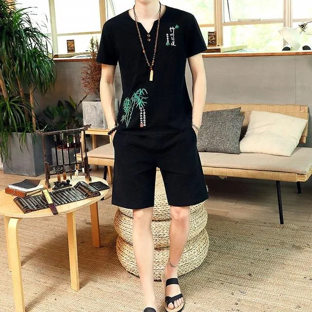 Summer new Sale Men's Sets fashion T Shirts Shorts Two Pieces Sets Casual Tracksuit Tide brand Tshirt Fitness Sportswears set