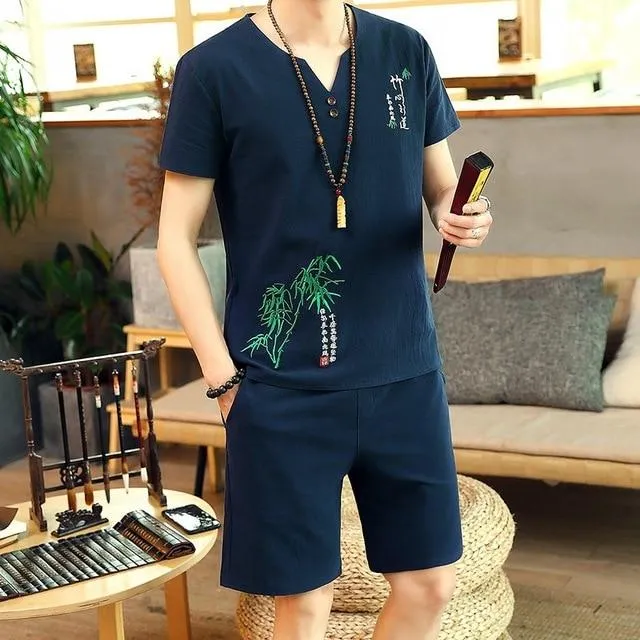 Summer new Sale Men's Sets fashion T Shirts Shorts Two Pieces Sets Casual Tracksuit Tide brand Tshirt Fitness Sportswears set