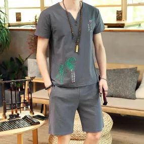 Summer new Sale Men's Sets fashion T Shirts Shorts Two Pieces Sets Casual Tracksuit Tide brand Tshirt Fitness Sportswears set