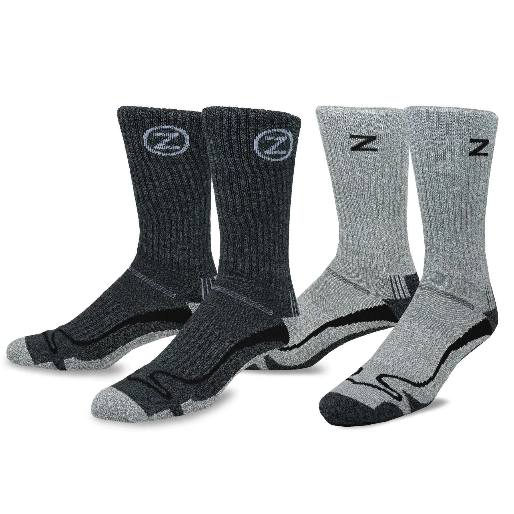 TeeHee Socks Men's Hiker Bamboo Crew Solid 2-Pack (51016)