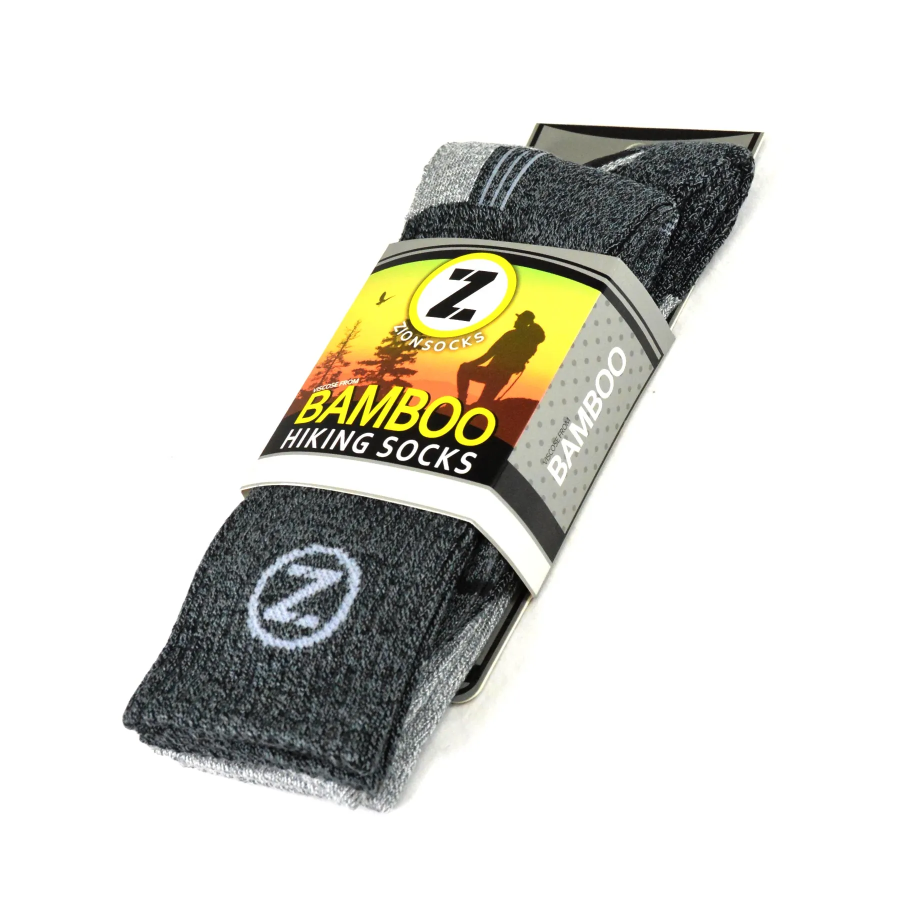 TeeHee Socks Men's Hiker Bamboo Crew Solid 2-Pack (51016)