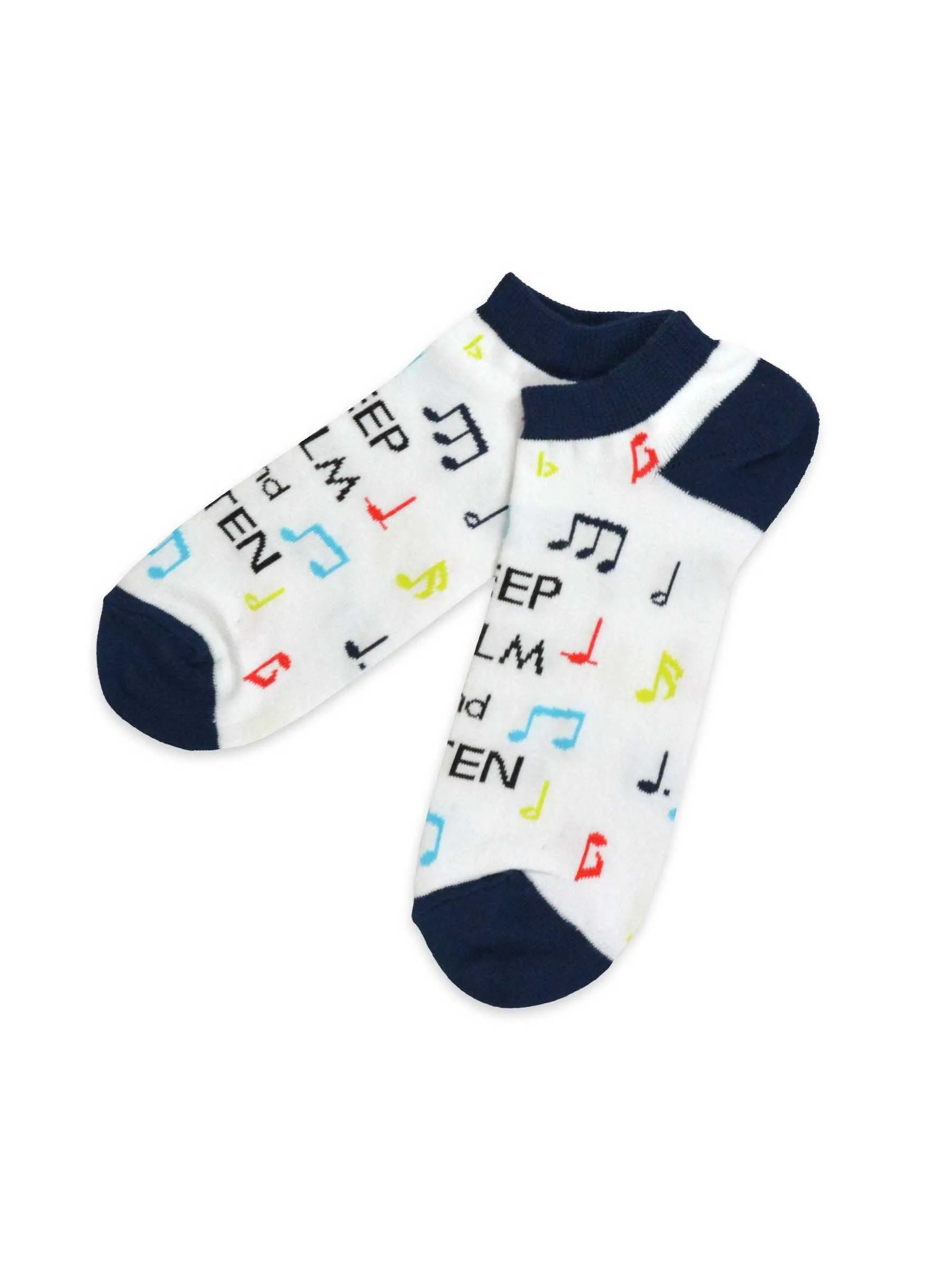 TeeHee Socks Men's Novelty Cotton No Show Musical Notes 4-Pack (10937)