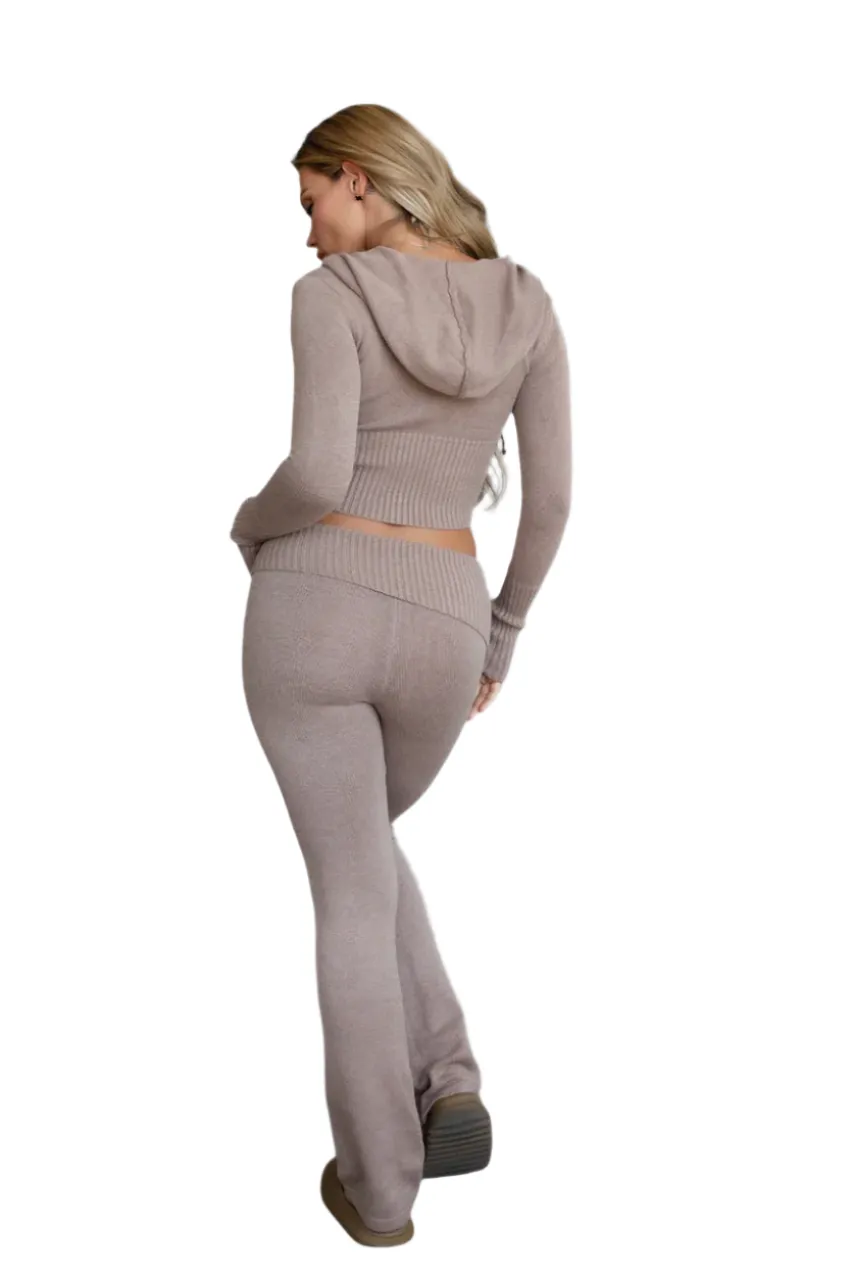 TIC TOC - "COZEE" Sweater Knit Two Piece Set - Wheat