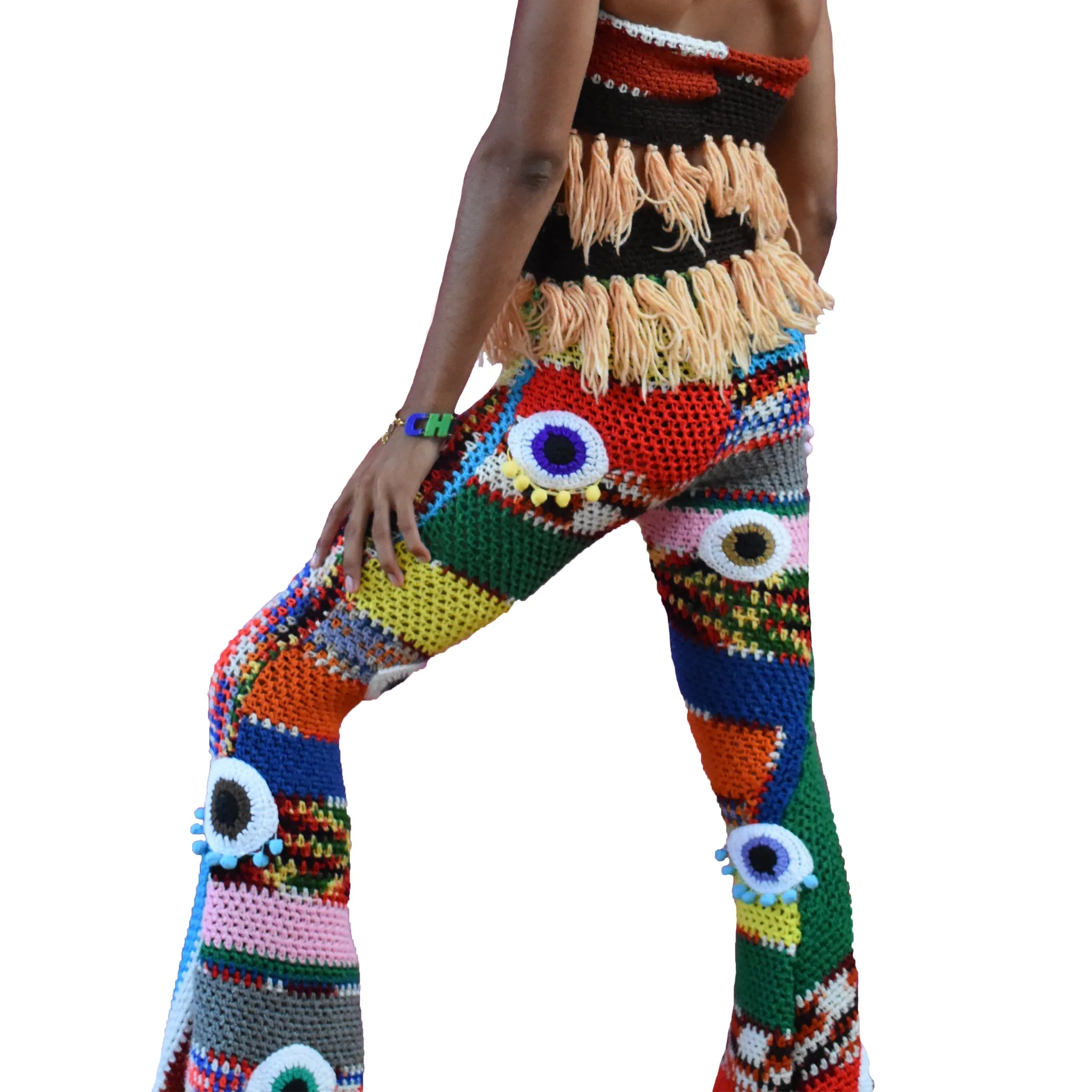 Trippy Crochet Eye Bell Bottoms