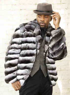 Premium USA-Made Mens Chinchilla Fur Jacket - Luxurious and Stylish Outerwear