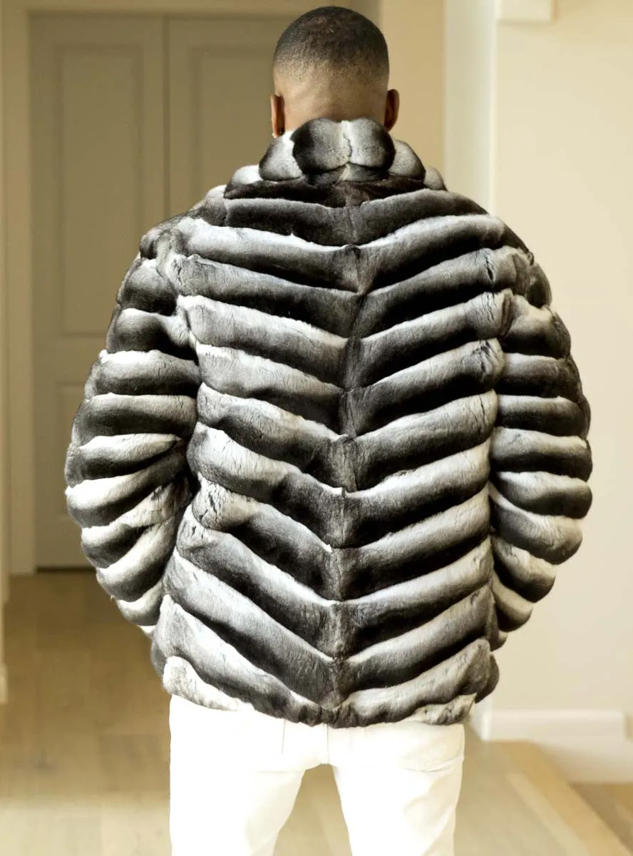 Premium USA-Made Mens Chinchilla Fur Jacket - Luxurious and Stylish Outerwear