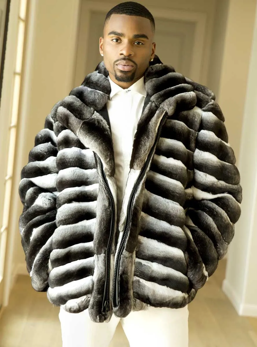 Premium USA-Made Mens Chinchilla Fur Jacket - Luxurious and Stylish Outerwear
