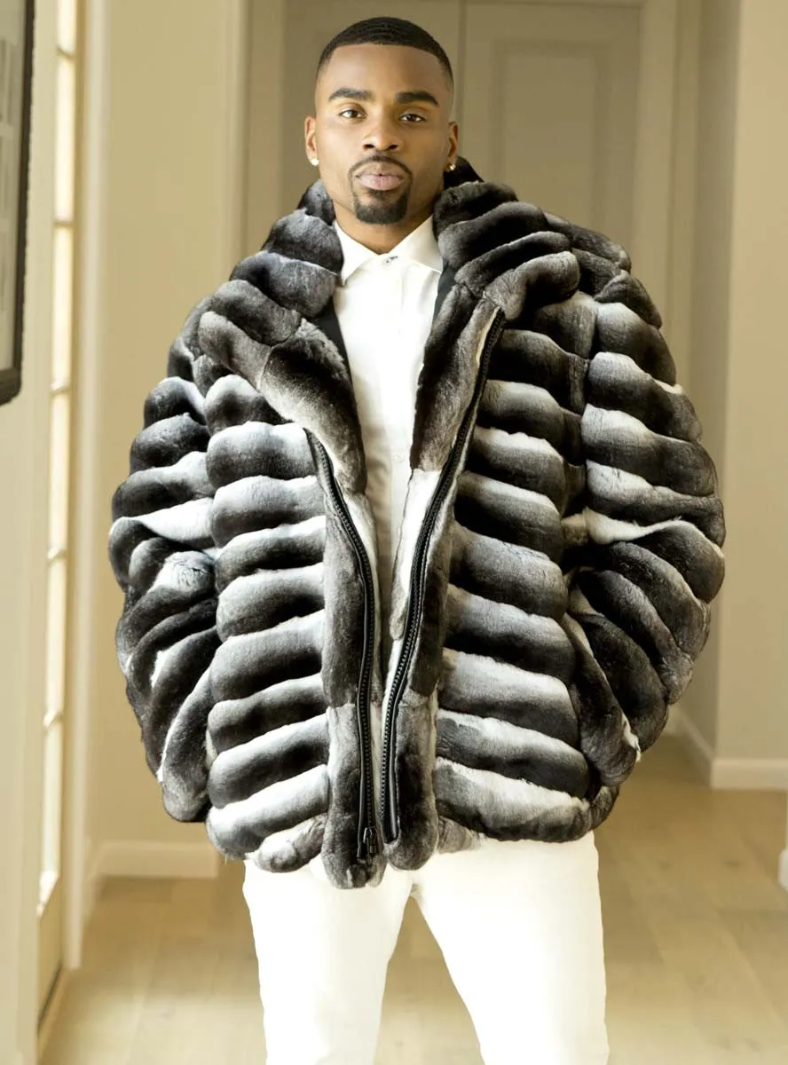 Premium USA-Made Mens Chinchilla Fur Jacket - Luxurious and Stylish Outerwear