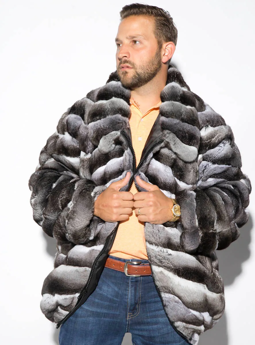 Premium USA-Made Mens Chinchilla Fur Jacket - Luxurious and Stylish Outerwear