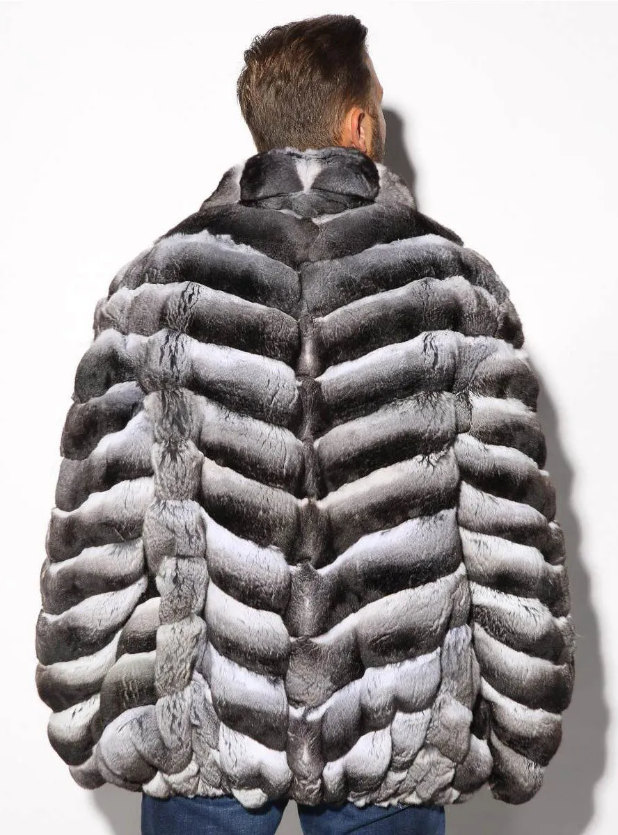 Premium USA-Made Mens Chinchilla Fur Jacket - Luxurious and Stylish Outerwear