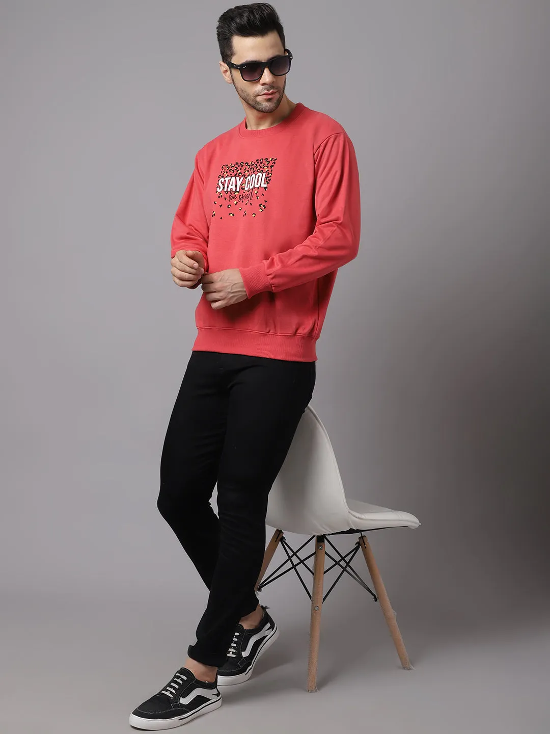 Vimal Jonney Fleece Round Neck Printed Sweatshirt for Men