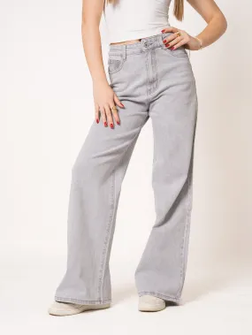Wide Leg Jeans Grau